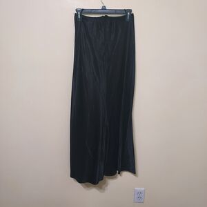 Vintage Cavalini Chic Satin Black Maxi Circle Skirt XS-SM Quiet Luxury Moody